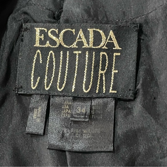 VINTAGE ESCADA COUTURE Black 100% Silk Beaded Mini Dress Size 34 USA XS - Picture 13 of 13